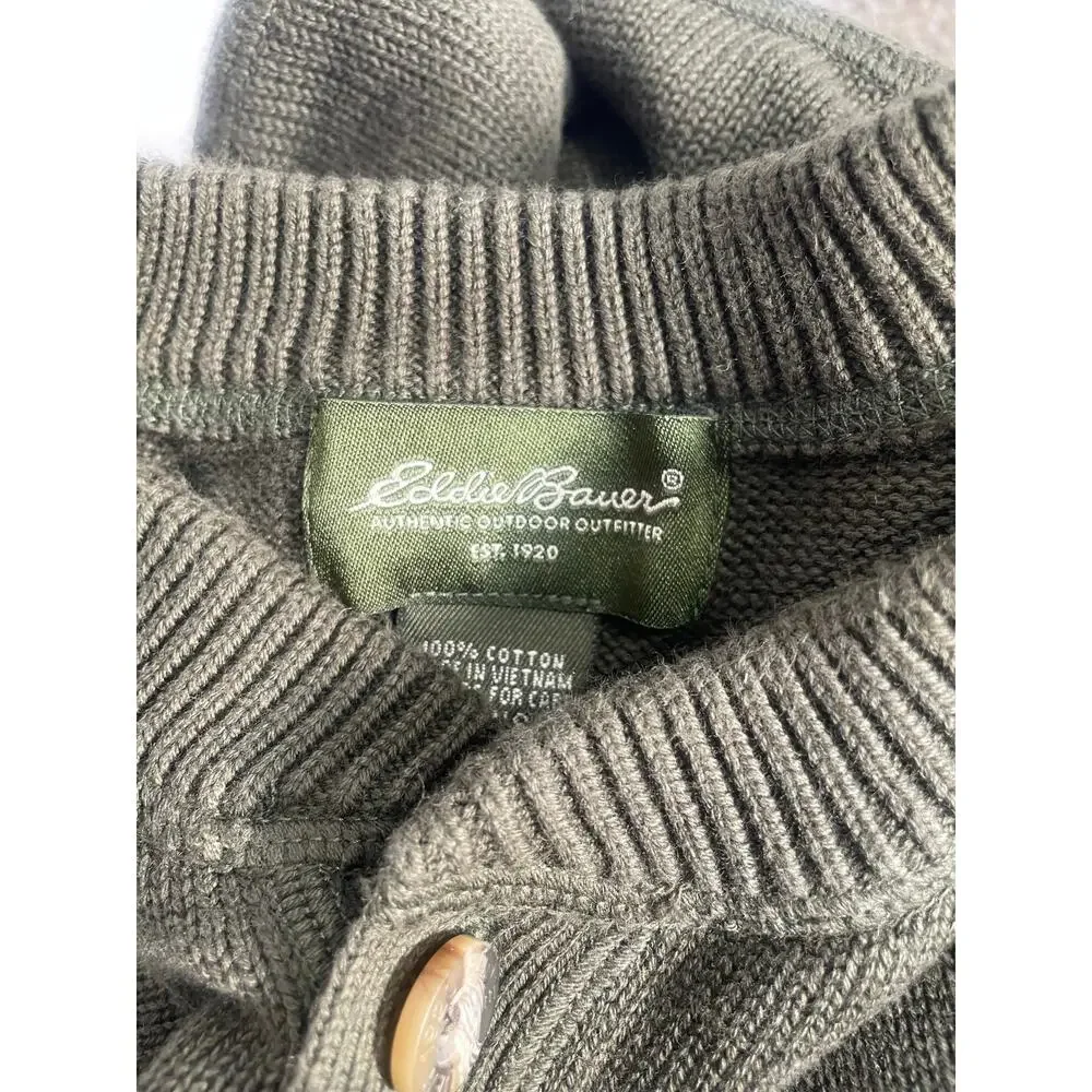 Vintage Eddie Bauer Men’s 100% cotton olive green pullover sweater Size 2XL - Picture 9 of 10